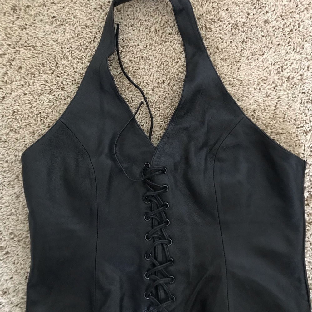 Leather halter top